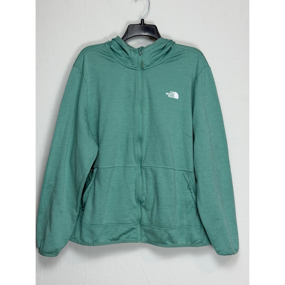 The North Face Women Full Zip Hoodie 3X Green Heathered Fleece Jacket NF0A7UNH